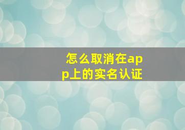 怎么取消在app上的实名认证