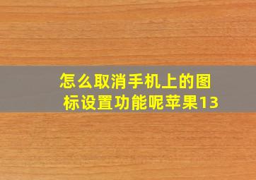 怎么取消手机上的图标设置功能呢苹果13