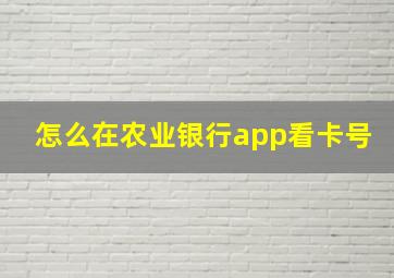 怎么在农业银行app看卡号