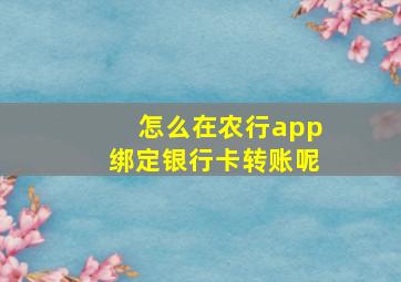 怎么在农行app绑定银行卡转账呢