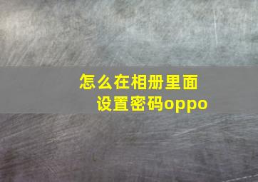 怎么在相册里面设置密码oppo