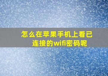 怎么在苹果手机上看已连接的wifi密码呢