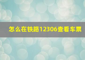 怎么在铁路12306查看车票