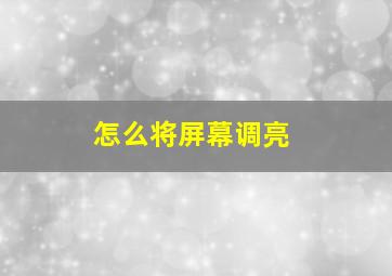 怎么将屏幕调亮