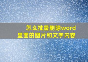 怎么批量删除word里面的图片和文字内容