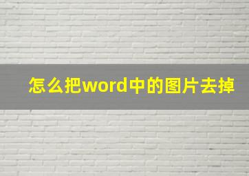 怎么把word中的图片去掉