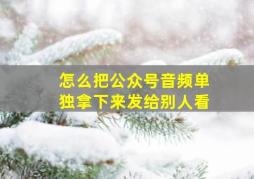 怎么把公众号音频单独拿下来发给别人看