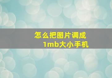 怎么把图片调成1mb大小手机