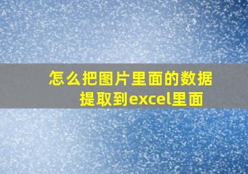 怎么把图片里面的数据提取到excel里面