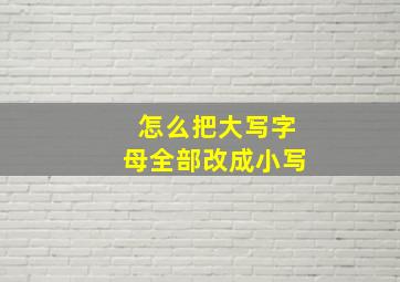 怎么把大写字母全部改成小写