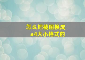 怎么把截图换成a4大小格式的