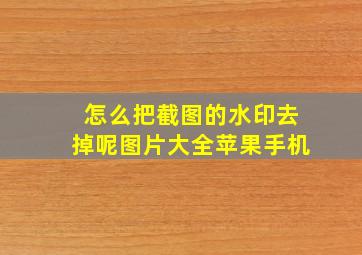 怎么把截图的水印去掉呢图片大全苹果手机