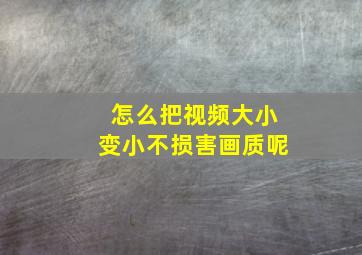 怎么把视频大小变小不损害画质呢