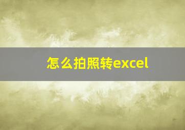 怎么拍照转excel