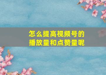 怎么提高视频号的播放量和点赞量呢