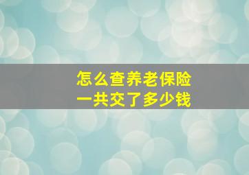 怎么查养老保险一共交了多少钱