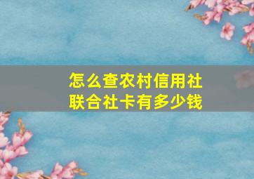 怎么查农村信用社联合社卡有多少钱