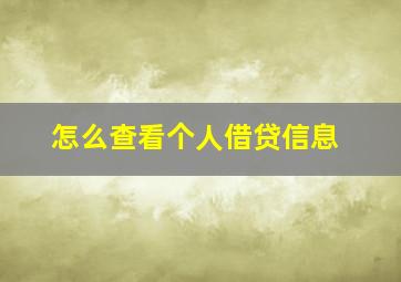 怎么查看个人借贷信息