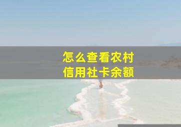 怎么查看农村信用社卡余额