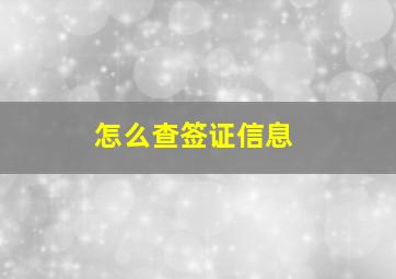 怎么查签证信息