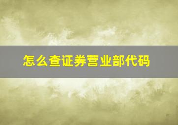 怎么查证券营业部代码