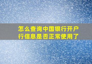 怎么查询中国银行开户行信息是否正常使用了