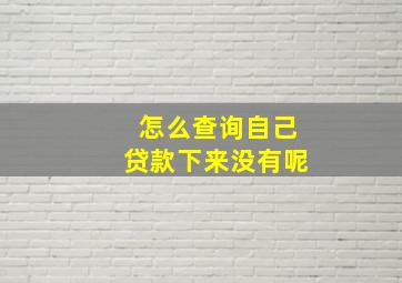 怎么查询自己贷款下来没有呢