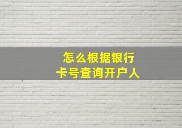 怎么根据银行卡号查询开户人