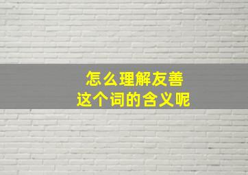 怎么理解友善这个词的含义呢