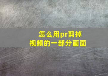 怎么用pr剪掉视频的一部分画面