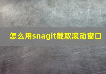 怎么用snagit截取滚动窗口