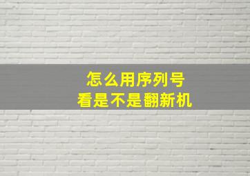 怎么用序列号看是不是翻新机