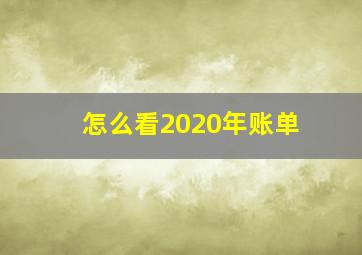 怎么看2020年账单