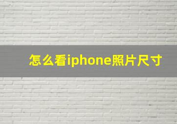 怎么看iphone照片尺寸