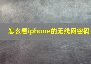 怎么看iphone的无线网密码