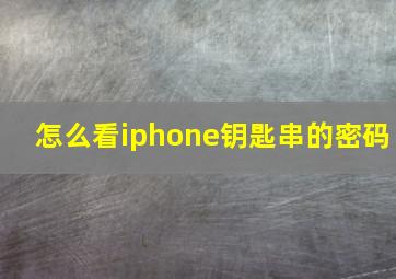 怎么看iphone钥匙串的密码