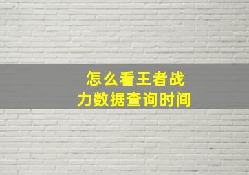 怎么看王者战力数据查询时间