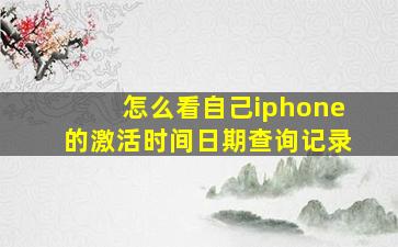 怎么看自己iphone的激活时间日期查询记录