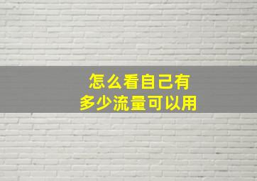 怎么看自己有多少流量可以用