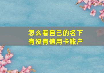 怎么看自己的名下有没有信用卡账户