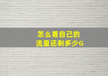 怎么看自己的流量还剩多少G