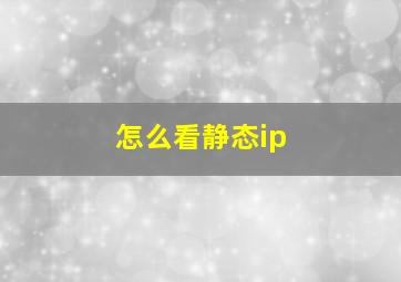 怎么看静态ip