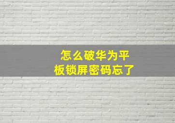 怎么破华为平板锁屏密码忘了