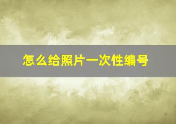 怎么给照片一次性编号