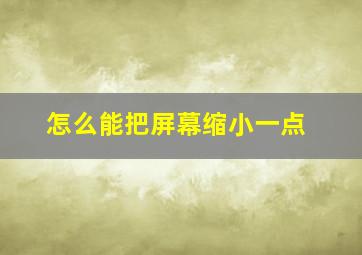 怎么能把屏幕缩小一点