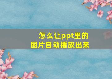 怎么让ppt里的图片自动播放出来