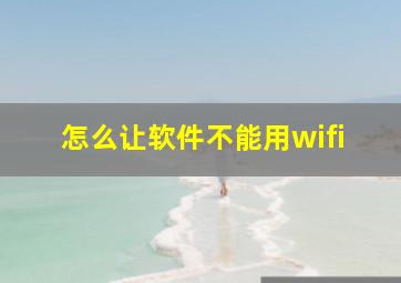 怎么让软件不能用wifi