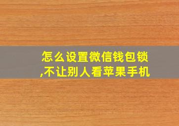 怎么设置微信钱包锁,不让别人看苹果手机