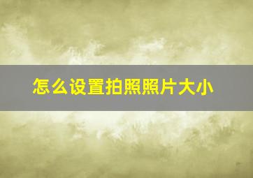 怎么设置拍照照片大小