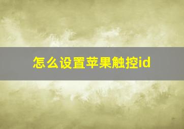 怎么设置苹果触控id